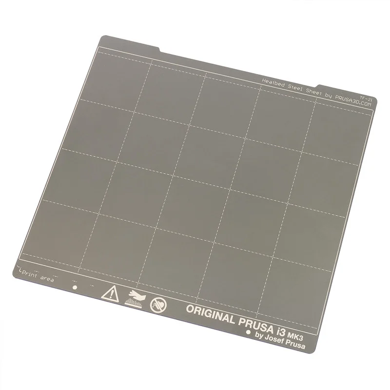 Official Prusa product photograph of a smooth PEI steel print sheet.